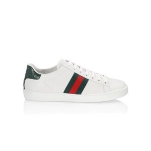 Gucci New Ace Leather Sneakers With Web Detail
